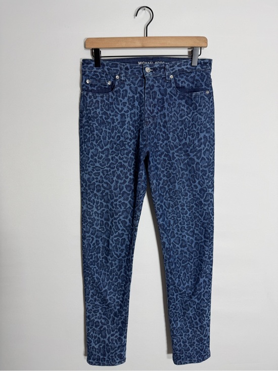 Michael Kors Denim - WJ89 {Michael Kors} Blue Cheetah Print High Rise Skinny Denim Jeans
